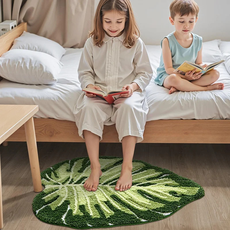 Zara Home Bathroom Rug - VIKAMA Antislipbadmat Green Leaf Design Badkamervloermat