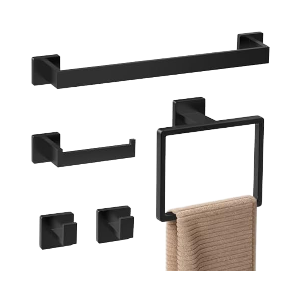 Towel Bar Stainless - Matzwart roestvrij staal milieuvriendelijke wandgemonteerde badkameraccessoireset