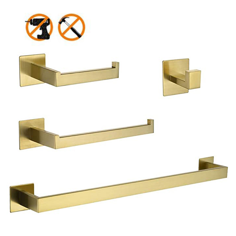 Towel Bar Stainless - 304 roestvrijstalen 4-delige gouden badkameraccessoireset inclusief