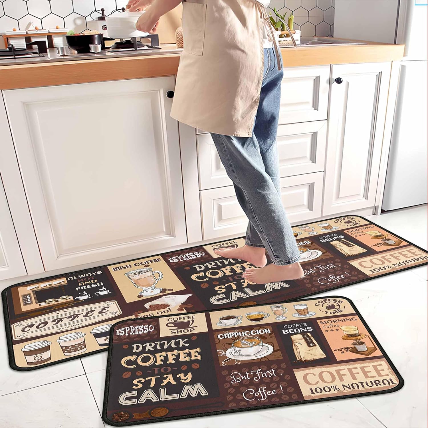 Home Bathroom Floor Mats - VIKAMA 2PC koffie keukentapijten en matten