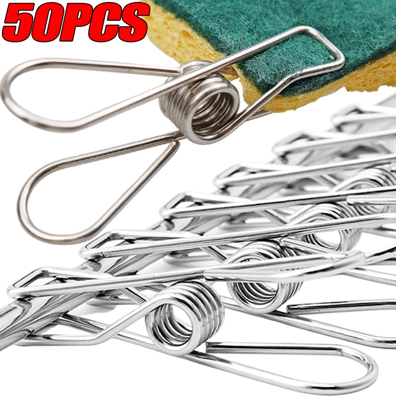 Towel Bar Stainless - 10/50PCS Rvs Clips Multifunctionele Wasgoed Wasknijpers