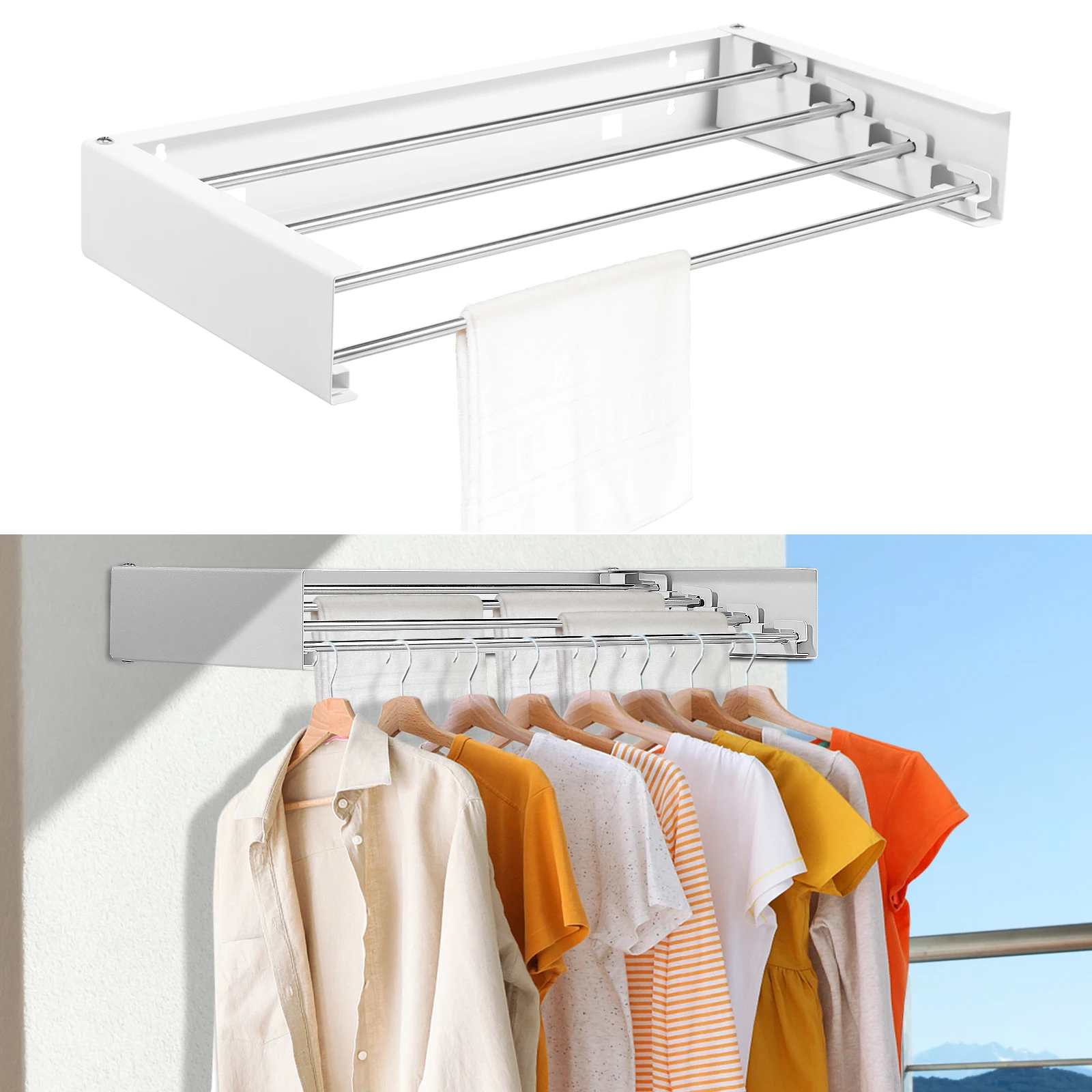 Towel Bar Stainless - Opvouwbare kledinghanger van roestvrij staal, wasdroogrek,