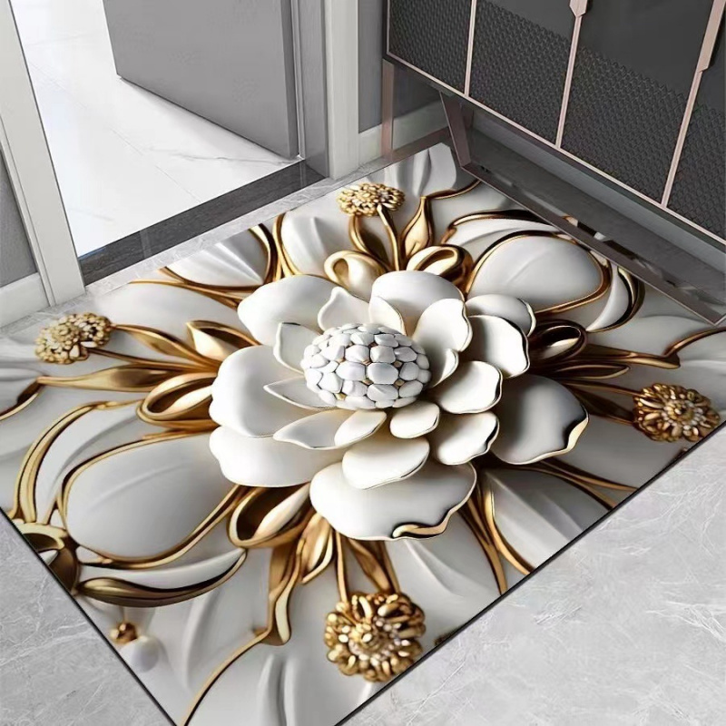 Zara Home Bathroom Rug - VIKAMA Light Luxury Lotus badkamertapijt, waterabsorberende